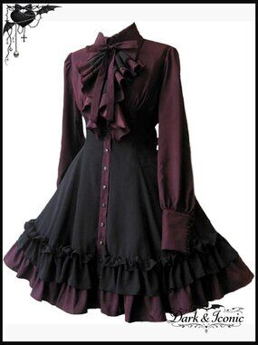 Gothic Lolita Victorian Dress with Bow Tie and Ruffles